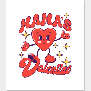 Retro Groovy Mama is My Valentine Cute Heart Boys Girls Kids Posters and Art